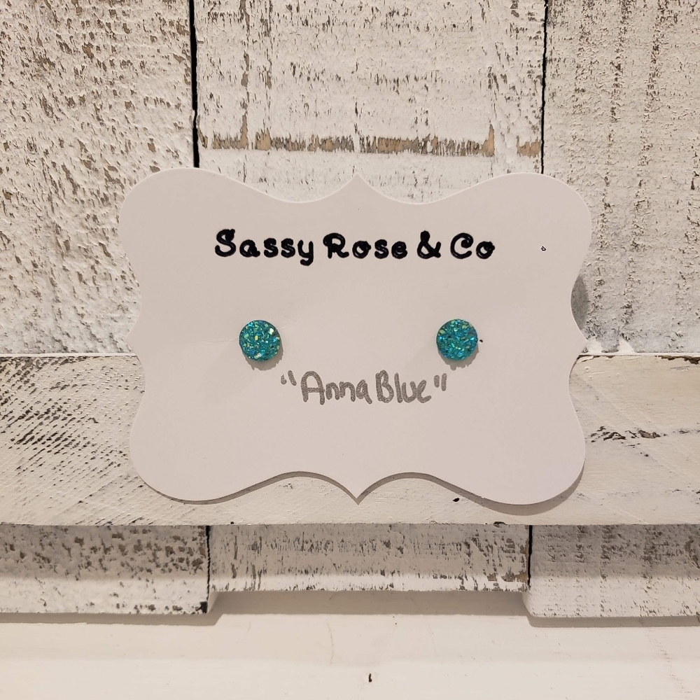 Druzy Stud Earrings "Anna Blue”